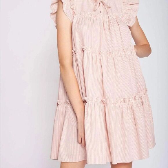 EN SAISON Ida Flutter-Sleeve Striped Mini Dress - Picture 4 of 5